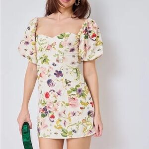 fab'rik Cream Floral Mini Dress